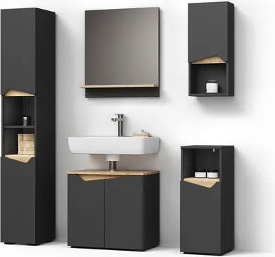 Produktbild von Badmöbel-Kombination Livinity Timavo Anthrazit 5 Teile, Model 52983