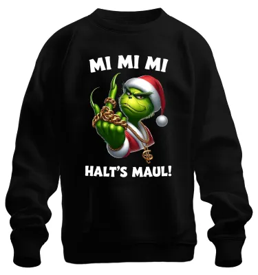 Produktbild von Grinch Weihnachtsgrinch MI MI MI HALT'S MAUL Goldkette Sweatshirt Pullover, Schwarz, XL