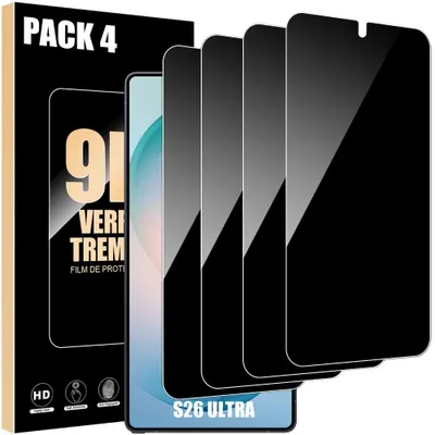 Image de 4x Verre Trempé Anti-Espion pour Samsung Galaxy S26 Ultra, Protection Antichoc Anti-Rayures 9H