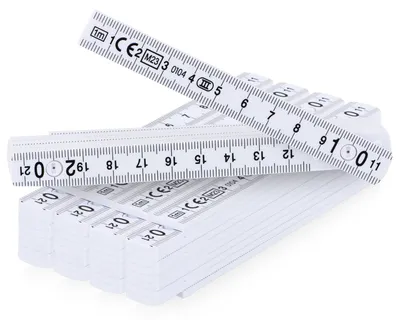 Image de com-four® : 5 mini-mètres en plastique, mètre articulé de 1 mètre avec 10 segments