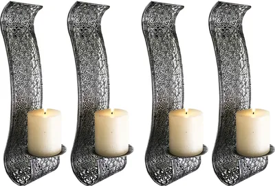 Image de lot de 4 bougeoirs muraux pour bougies de table noires
