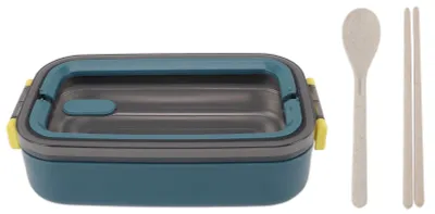 Produktbild von Lunch-Lebensmittelbehälter, 304 Edelstahl, isoliert, auslaufsicher, Bento-Box für Studenten, Schule, Büro, elegantes Blau