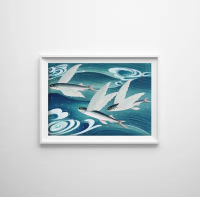 Produktbild von Poster - Leinwand - 29,7 cm x 21 cm - Leinwandposter - Fliegende Fische Ono Bakufu