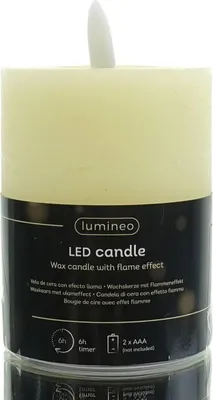 Produktbild von Lumineo Indoor LED Wachskerze Cream Flammeneffekt warmweiß Ø 7 cm Höhe 11,2 cm