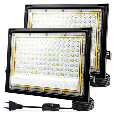 LED-Flutlicht 100W 2er-Pack, IP66, 6500K, 10000lm, Außen