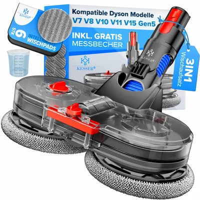 Produktbild von KESSER® Wischaufsatz für Dyson V7/V8/V10/V11/V15 Staubsauger Zubehör Aufsätze | Wischmopp mit Wassertank & 6 waschbaren Mops | Wischmop Aufsatz inkl. Füllbehälter | Bodenwischaufsatz für glatte Böden