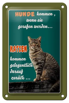 Produktbild von Blechschild Spruch 12x18cm Hunde kommen wenn Katzen kommen