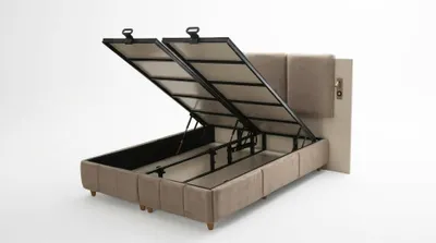 Produktbild von Beiges Schlafzimmer Doppelbett Designer Kleiderschrank Luxus Set