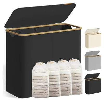 Image de Panier à linge avec couvercle | Noir anthracite | 38,5 x 78 x 70,5 cm