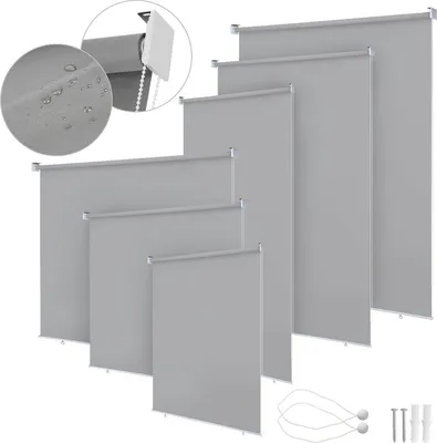 Immagine prodotto di Yakimz Tenda da sole verticale Tenda da sole verticale Protezione dal vento Tenda a rullo laterale Schermo privacy Protezione solare Resistente ai raggi UV Grigio 180x240cm