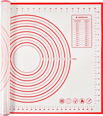 Produktbild von Silikon Waschbar Ausrollmatte Fondant Backmatte Rollmatte Teigmatt Teigunterlage 70*50CM Rot