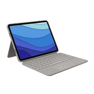 Produktbild von Logitech Combo Touch - Tastatur und Foliohülle - mit Trackpad - hintergrundbeleuchtet - Apple Smart connector - AZERTY - Französisch - Sand - für Apple 11-inch iPad Pro (1. Generation, 2. Generation, 3. Generation)