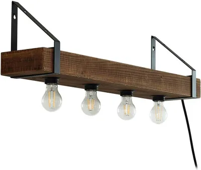 Produktbild von Lindby Wandleuchte Vatana, Holz, Stecker, USB-Port, 80 cm
