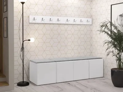 Obrázek produktu pro Nábytek do chodby s čalouněnými panely 42x42 SELAND 8 - bílý / šedý