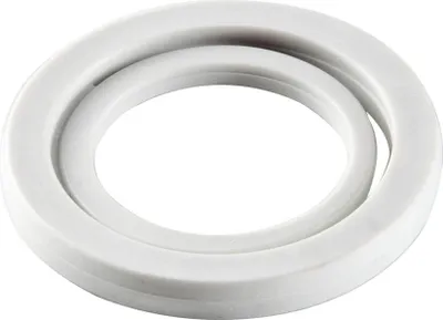 A white gasket or seal is shown against a white background.