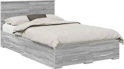 Zdjęcie produktu dla vidaXL Rama łóżka szara Sonoma 135 x 190 cm materiał drewnopochodny