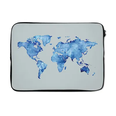 Produktbild von MuchoWow® Laptop Hülle 13 Zoll Weltkarte - Aquarell - Grau Laptoptasche - Laptophülle - Sleeve - Rundumschutz