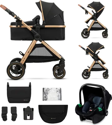 Produktbild von Kinderkraft ESME - multifunktionaler 3-in-1-Kinderwagen - bis 25 kg - Babywanne mit Belüftung - Travel System - große geländegängige Räder - Schwarz