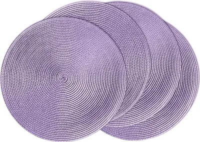 Produktbild von Runde, geflochtene Platzsets, 4er-Set, gewebt, hitzebeständig, rutschfest, 38 cm Durchmesser, Flieder