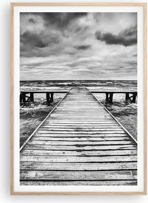 Produktbild von Gerahmtes Poster - Rahmen in heller Eiche - Brücke Meer Welle - 70x100 cm - Wand Bild - Wanddeko - Wandbilder - Wandposter - Bilderrahmen - Bilder - Kunstdruck - Wandbild - P2NPA70x100-3637