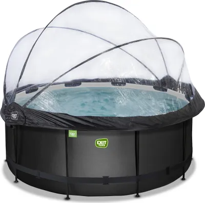 Produktbild von EXIT Black Leather Pool ø360x122cm mit Sandfilterpumpe und Abdeckung - schwarz