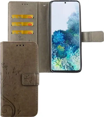 Image de Étui de protection pour téléphone Samsung Galaxy S20 Plus, type coque rabattable avec porte-cartes, couleur grise