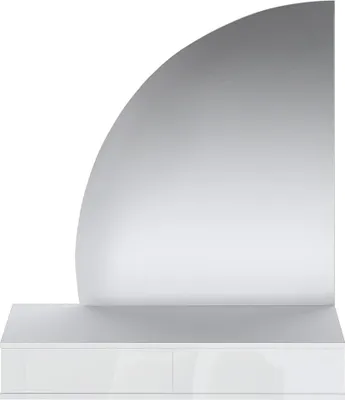 Produktbild von Hängende Frisierkommode mit Spiegel und LED-Beleuchtung - 2 Schubladen - Weiß glänzend - JINEZA