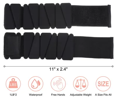 Produktbild von Einstellbar Handgelenk Kn?chel Gewicht 2Lbs Gesamte Workout Bein Gewicht Set von 2 fš¹r Frauen und M?nner fš¹r Training Yoga Joggen Wandern Gymnastik Schwarz