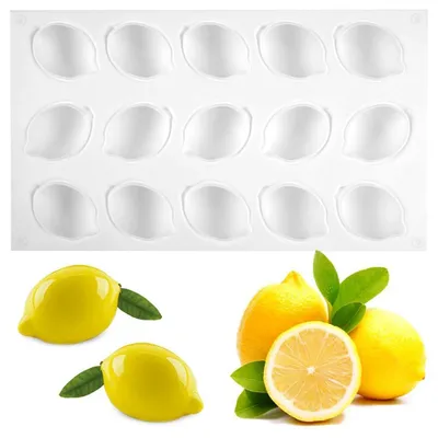 Image de Moule en silicone en forme de citron, 15 cavités, qualité alimentaire, sans BPA, résistant de -40°C à 230°C