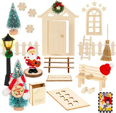 Productafbeelding van Wichteldeurset - Set van 26 - Kabouterdeur - Accessoires - Kabouterhuisje - Kabouterset met licht - Bouwpakket