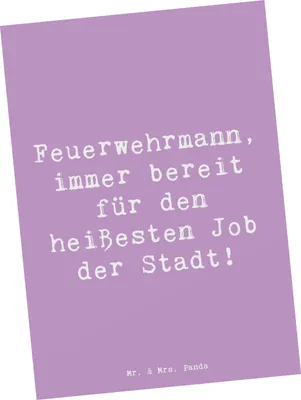 Produktbild von Mr. & Mrs. Panda Postkarte Spruch Feuerwehrmann Held - Lavendeltraum - Geschenk, Berufsalltag, Geschenke mit Herz, Postkarten, Berufsleben, Ansichtskarten, Tapferkeit