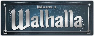 Produktbild von Willkommen in Walhalla Metallschild XL mit nordischem Stil, Wikinger Motiv