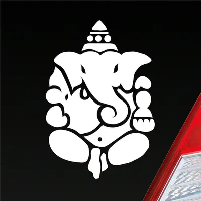 Produktbild von Auto Aufkleber Buddhismus Elefant Ganesha Buddha 12x8 cm Weiss Glanz Sticker Heckscheibenaufkleber