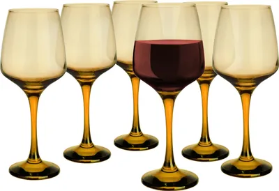 Produktbild von Glasmark Krosno Weinglas 0,36 L Rotwein Weingläser 6er Set Gläser Für Rotwein Weisswein Rotweinglas Rotweingläser Weissweingläser Wein Kelch Glas Spülmaschinenfest Honigfarbenes Glas 6 x 360 ML