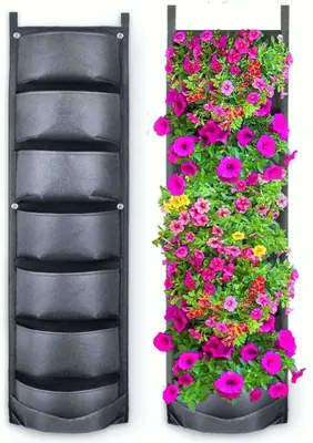 Imagen del producto de TRANKIELO® - Bols para plantas colgantes con 7 compartimentos - Jardín vertical de plantas - Diseño , duradero y transpirable