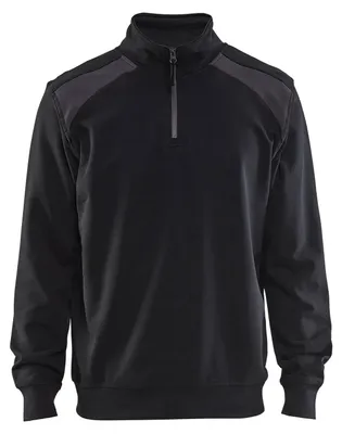 Produktbild von Blakläder® Sweater mit Half-Zip 2-farbig 3353 1158 in div. Farben, Farbe:schwarz/kornblumenblau, Größe:2XL