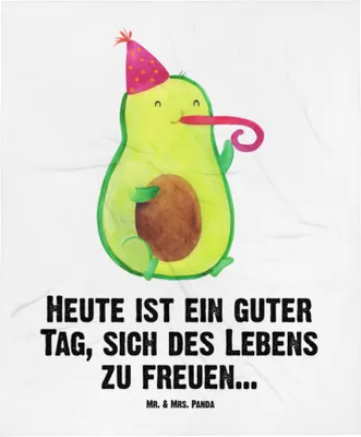 Produktbild von Mr. & Mrs. Panda Plaid Avocado Feier - Weiß - Geschenk, Babydecke, Erstlingsdecke, Schlummerdecke, Tröte, Party, Kinderdecke, Geburtstag, Fleecedecke, Gute Laune