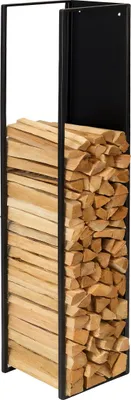 Produktbild von Relaxdays Kaminholzregal, Wandmontage, HBT: 140x25x25 cm, Feuerholz, pulverbeschichtet, Eisen, Brennholzregal, schwarz