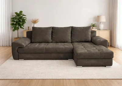 Produktbild von Ecksofa mit Schlaffunktion, ausziehbares Ecksofa VELUTO, Eckcouch mit Wellenfeder