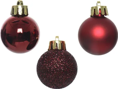 Produktbild von Weihnachtskugeln Kunststoff 3cm 14er Set - Ochsenblut