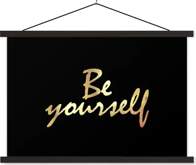 Produktbild von MuchoWow® Textilposter Zitate - Selbstvertrauen - Gold - Schwarz 90x60 cm mit schwarzem Rahmen - Aufhängungssatz