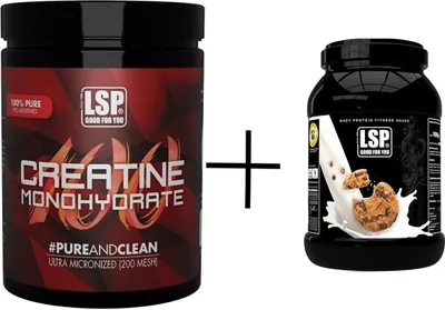 Produktbild von LSP Creatine Monohydrat (500g)+Premium Whey Protein (1800g), Cookies&Cream, PULVER