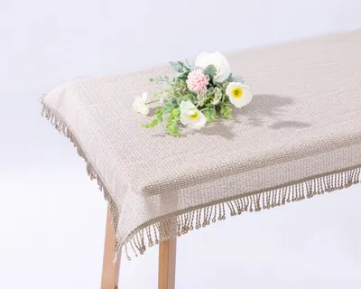 Produktbild von Gartentischdecke Fransen Gartendecke Weichschaum PVC 110 x 140 cm - beige