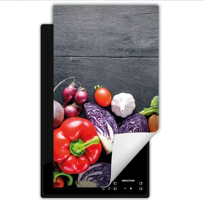 Immagine prodotto di DarHaus Piastra di copertura per fornelli 1 pezzo 30x52 cm Tappetino antiscivolo Roll-up, verdure