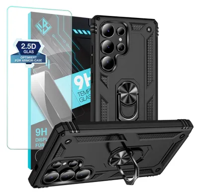 Produktbild von Armor Outdoor Handyhülle für Samsung Galaxy S25 Ultra Handy Panzer Case Schutzhülle mit 9H Displayglas Displayschutz Farbe: Schwarz