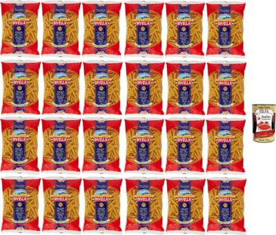 Produktbild von Divella Pasta 100% Italienisch Cannerozzetti 24, Nudeln aus Hartweizengrieß, Kochen 10 Minuten 24x 500g + Italian Gourmet polpa 400g