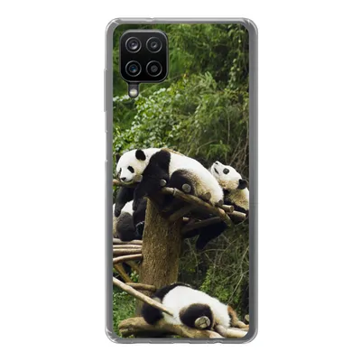 Produktbild von MuchoWow® Handyhülle Schutzhülle Hülle für Samsung Galaxy A12 Pandas - Holz - Treppe Silikon Softcase Handy Hülle - Bild