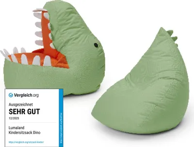 Obrázek produktu pro LUMALAND Sada dětských sedacích vaků „Dino“ (2 ks) – pastelově zelená
