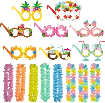 Produktbild von Partybrillen aus Papier, 8 Stück, bunt, für Sommer- und Tropenpartys