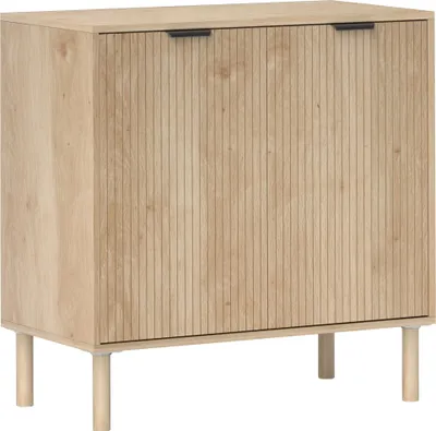 Produktbild von HOMCOM 2-stöckiger Mehrzweckschrank mit 3 verstellbaren Regalböden, Aufbewahrungseinheit mit Kiefernholzbeinen, 78 x 40 x 77,5 cm, Eichenfarbe